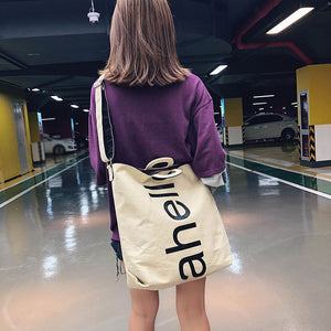 Fashion Women Letter Canvas Messenger Bag Shoulder Bag Hand Bag Travel Bag